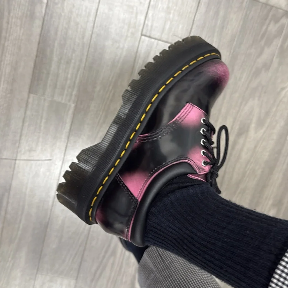 Dr. Martens 8053 Black + Pink Arcadia Leather Platform Casual Shoes UK6 W8 NIB - Picture 5 of 8